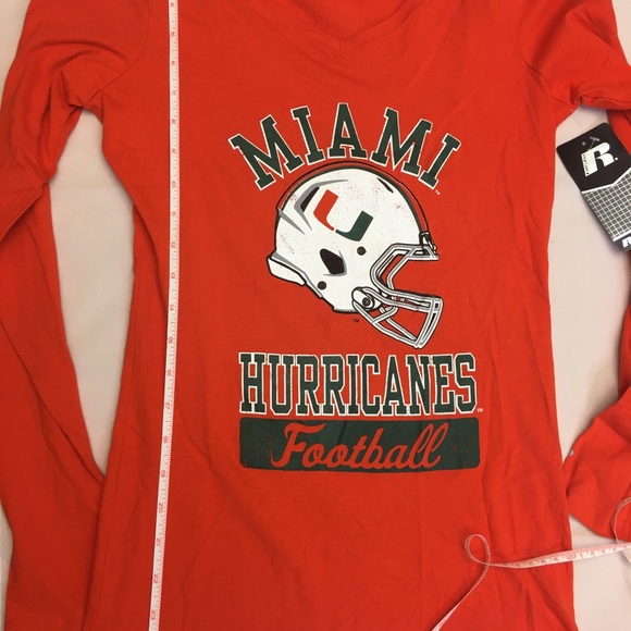 UM Miami hurricanes football orange v-neck Jr S/4 - Picture 9 of 12